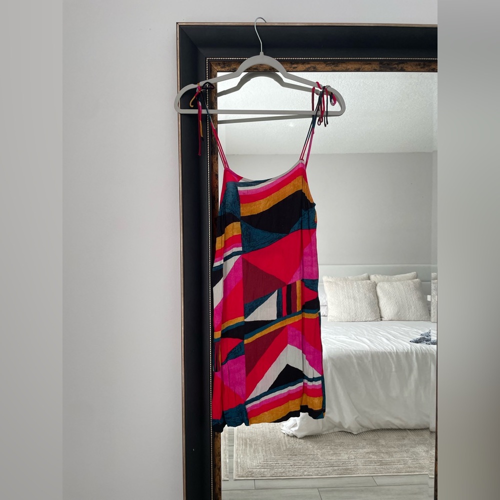 Billabong Multicolor Geometric Tie Strap Mini Dress XS - Picture 2 of 4